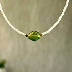 Boho Seed Bead Choker Necklace, Sterling Silver Magnetic Closure